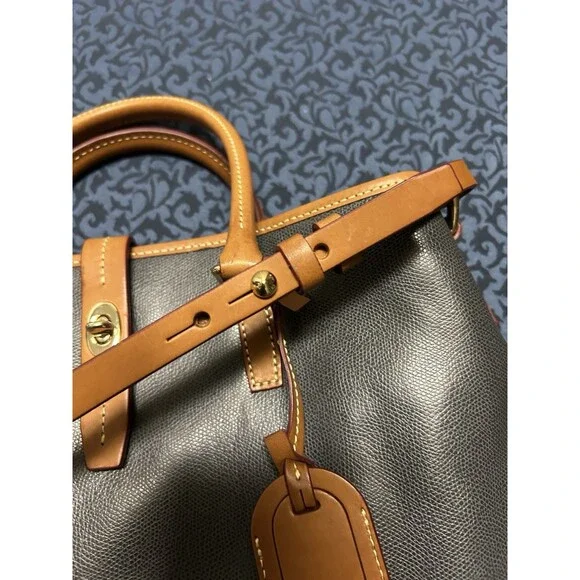 Dooney & Bourke Shelby Shopper Tote Gray Tan Leather Shoulder Bag Satchel Purse - Picture 13 of 16